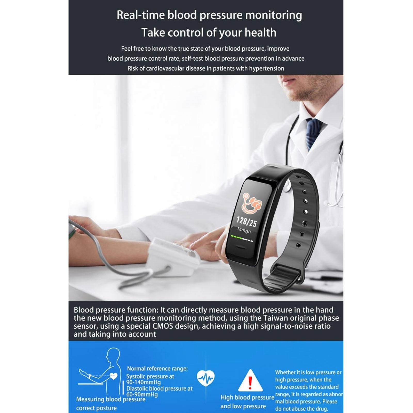 Waterproof Smart Bracelet With Colour Screen - Ip67 - Blue 4
