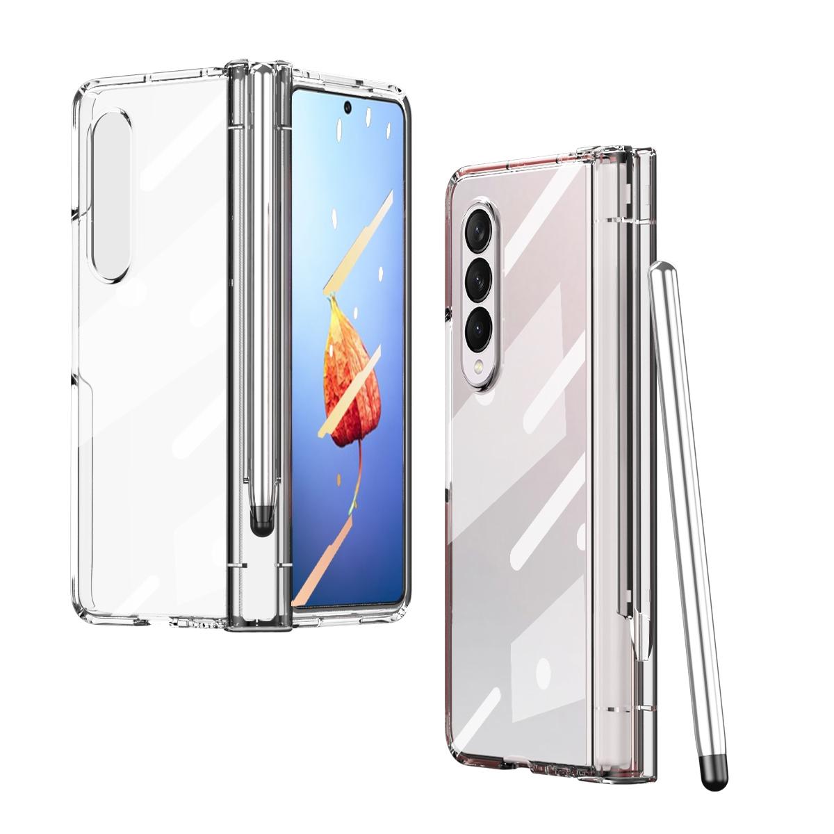 For Samsung Galaxy Z Fold4 5G Case With Pen Slot - Electroplated Full Body - Silver 9
