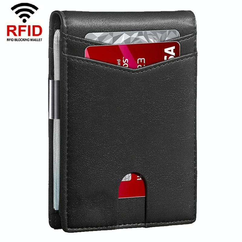 Rfid-protected Leather Credit Card Wallet - Secure & Stylish - Carbon Fiber Black Black Inside 10