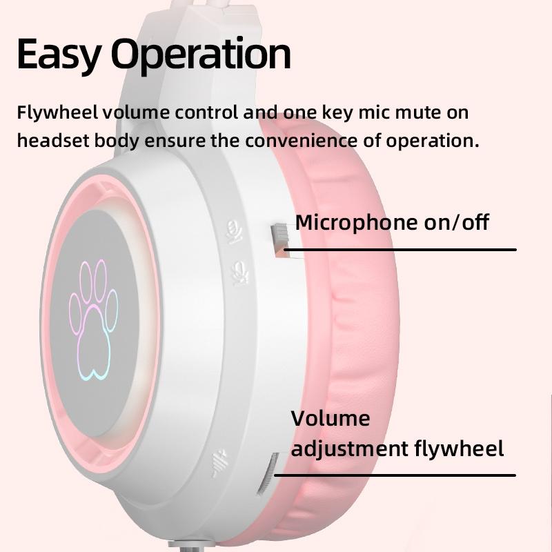 Rgb Cat Ear Gaming Headset - Pink 5