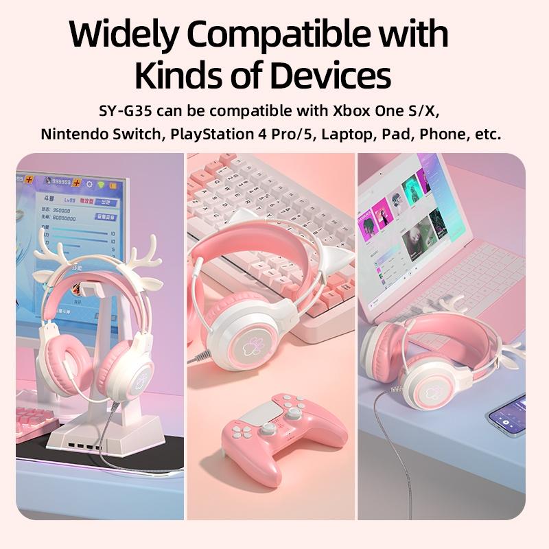 Rgb Cat Ear Gaming Headset - Pink 9