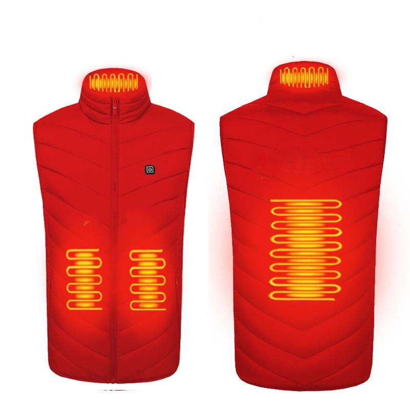 4 Area Single Control Usb Electric Heating Undershirt Intelligent Warm Vest - Red - S