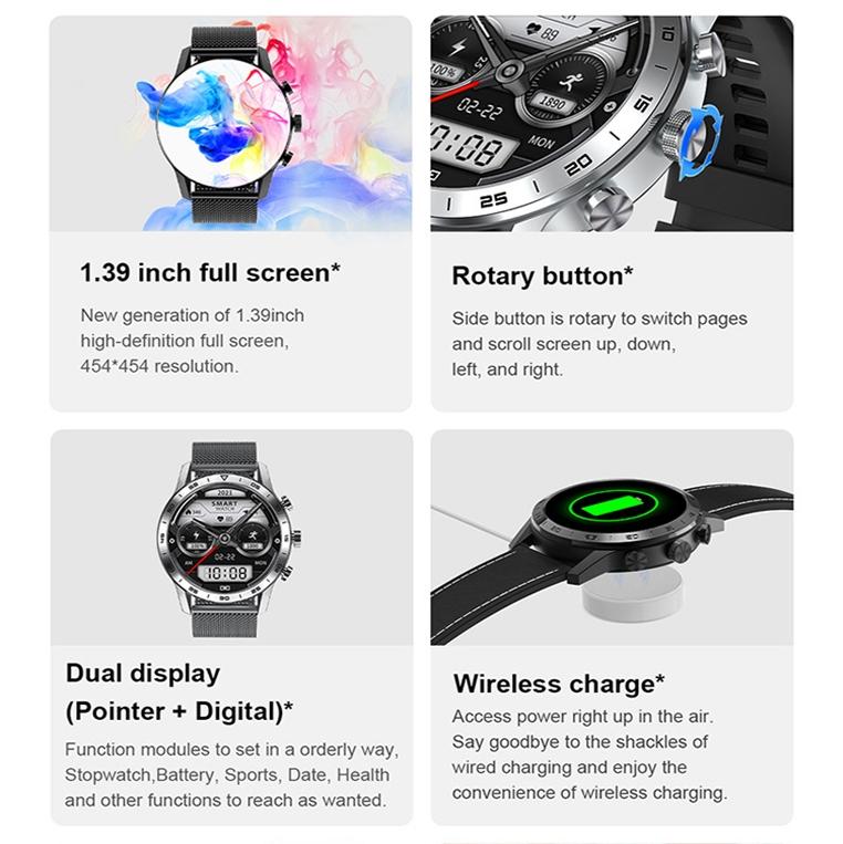 Smart Dual Display Analog Digital Call Watch - Black Steel 5