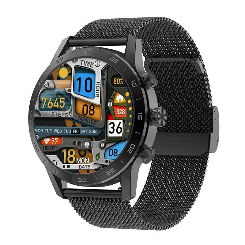 Smart Dual Display Analog Digital Call Watch - Black Steel 10