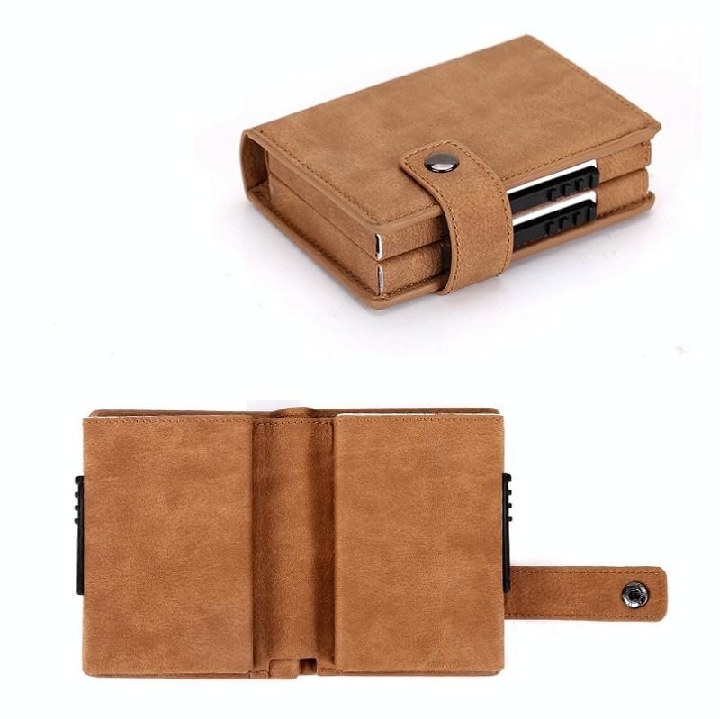 Secure Dual Card Wallet with Rfid Blocking - Mad Horse Matte Brown 5