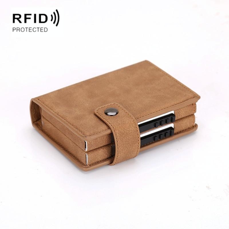Secure Dual Card Wallet with Rfid Blocking - Mad Horse Matte Brown 7