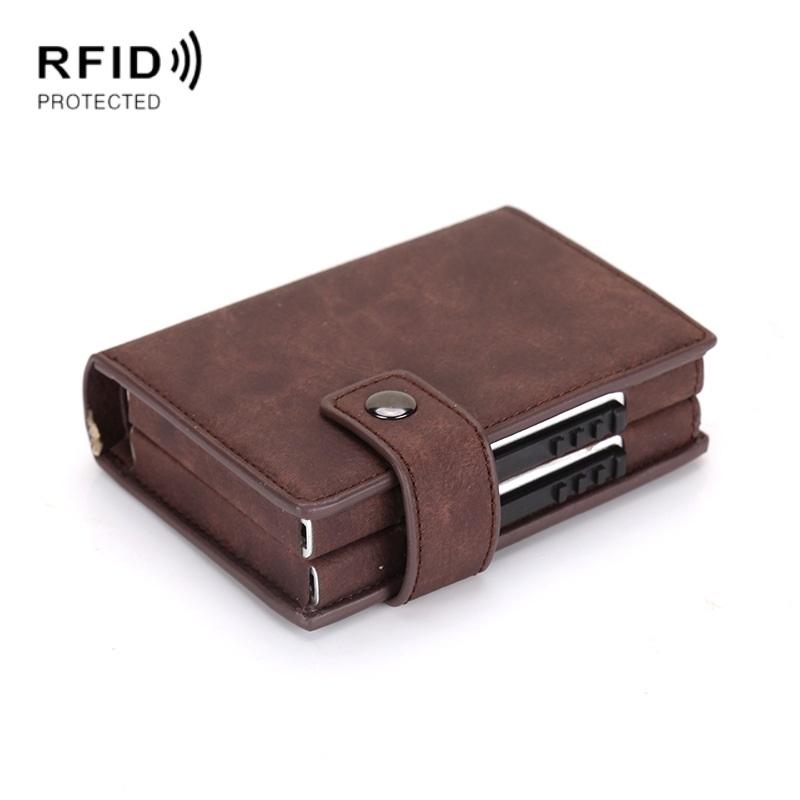 Secure Dual Card Wallet with Rfid Blocking - Mad Horse Matte Brown 12