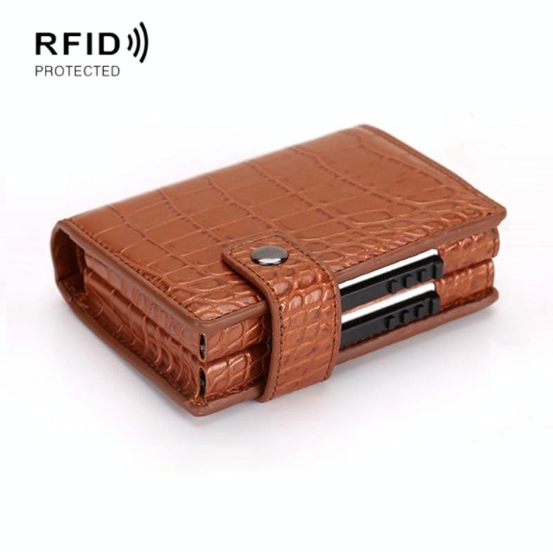 Secure Dual Card Wallet with Rfid Blocking - Mad Horse Matte Brown 15