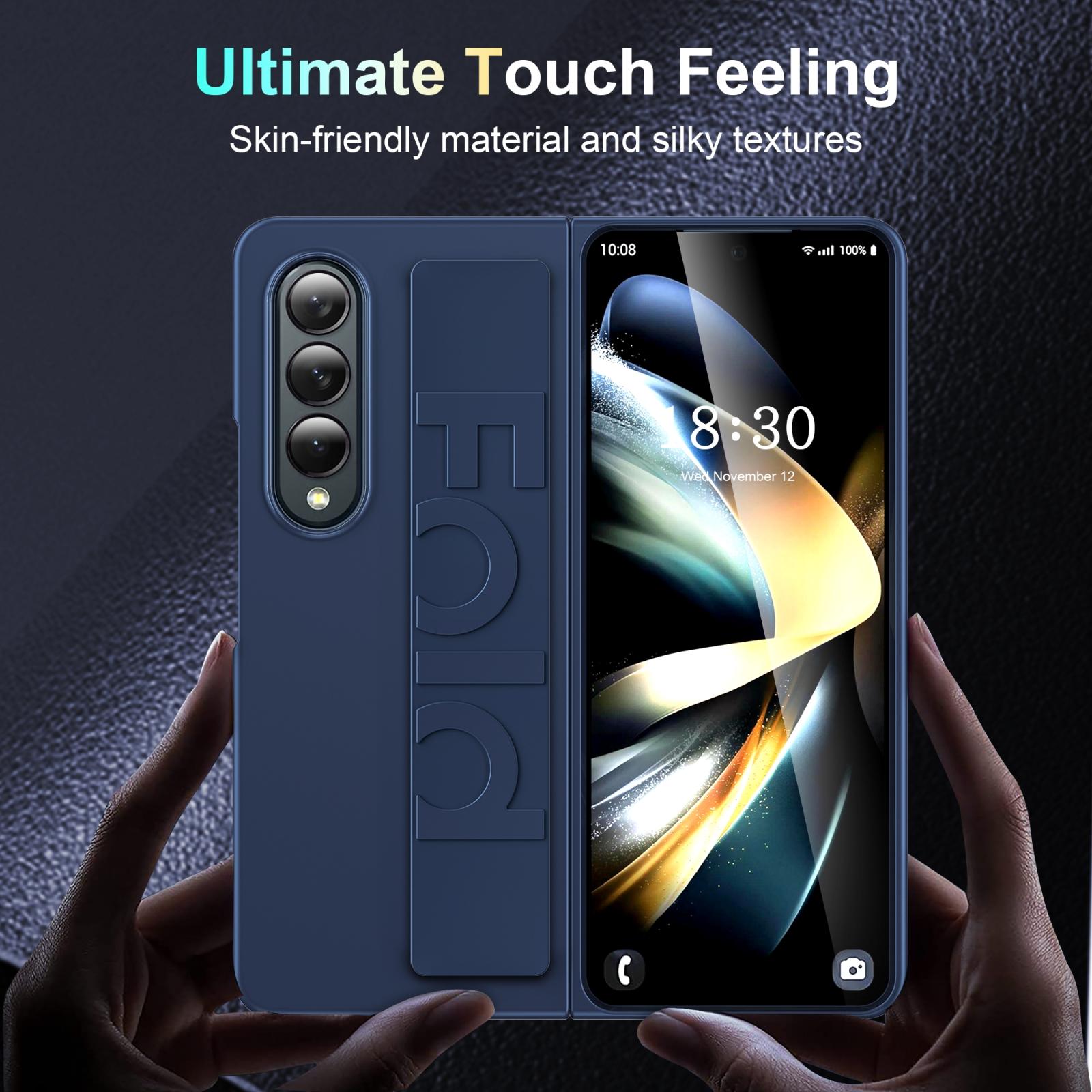 For Samsung Galaxy Z Fold4 5G Silicone Wristband Foldable Phone Case - Matte Clear 3