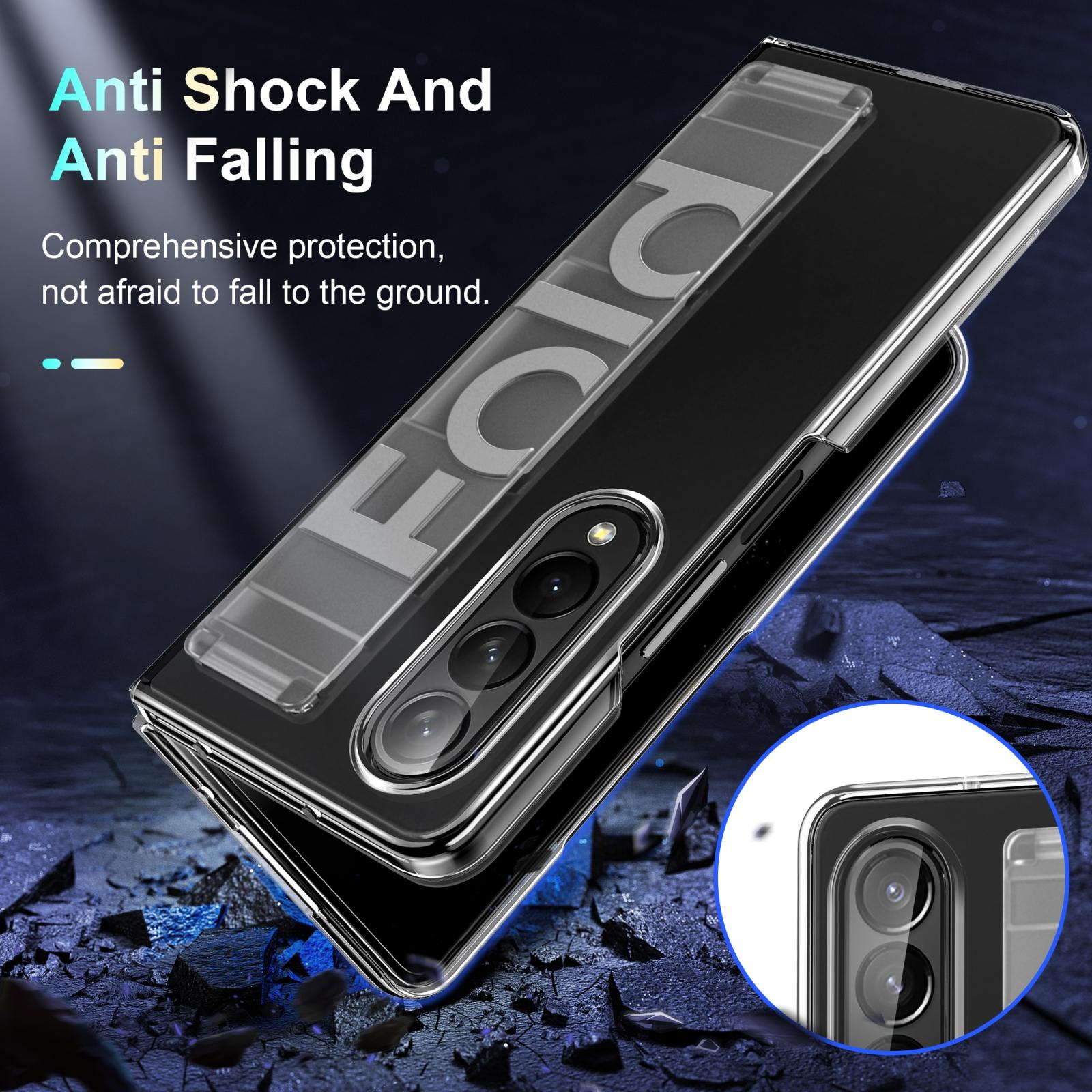 For Samsung Galaxy Z Fold4 5G Silicone Wristband Foldable Phone Case - Matte Clear 6