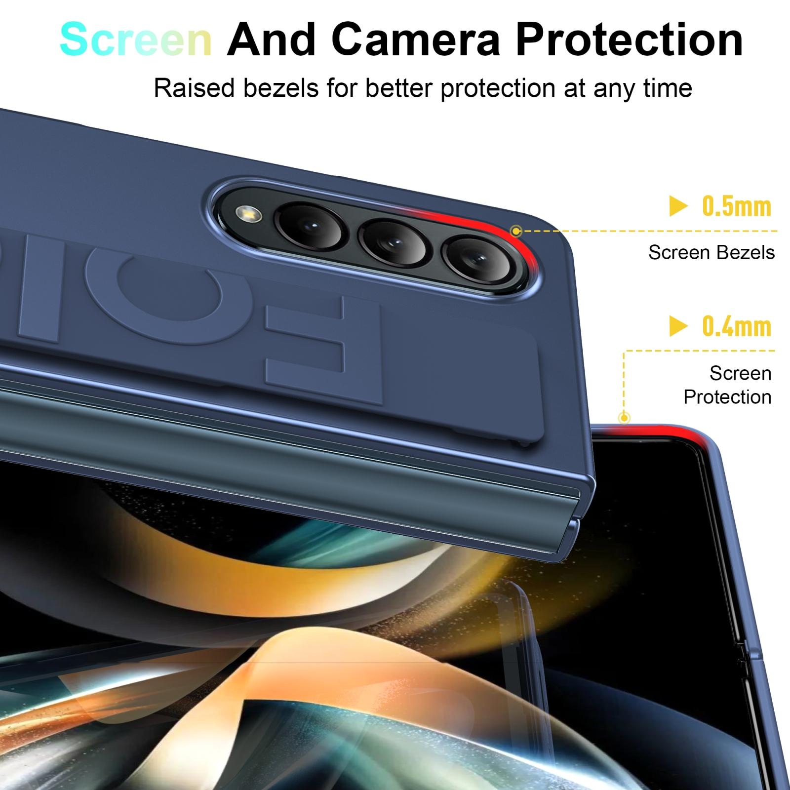 For Samsung Galaxy Z Fold4 5G Silicone Wristband Foldable Phone Case - Matte Clear 8