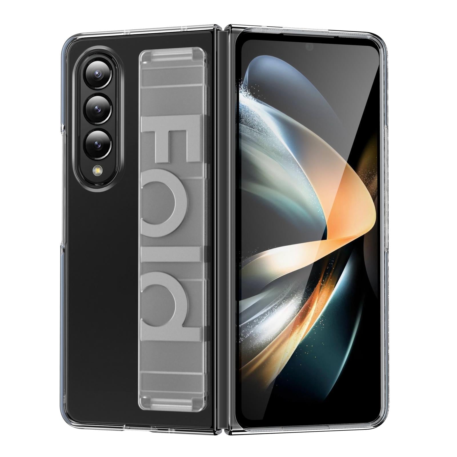 For Samsung Galaxy Z Fold4 5G Silicone Wristband Foldable Phone Case - Matte Clear 12