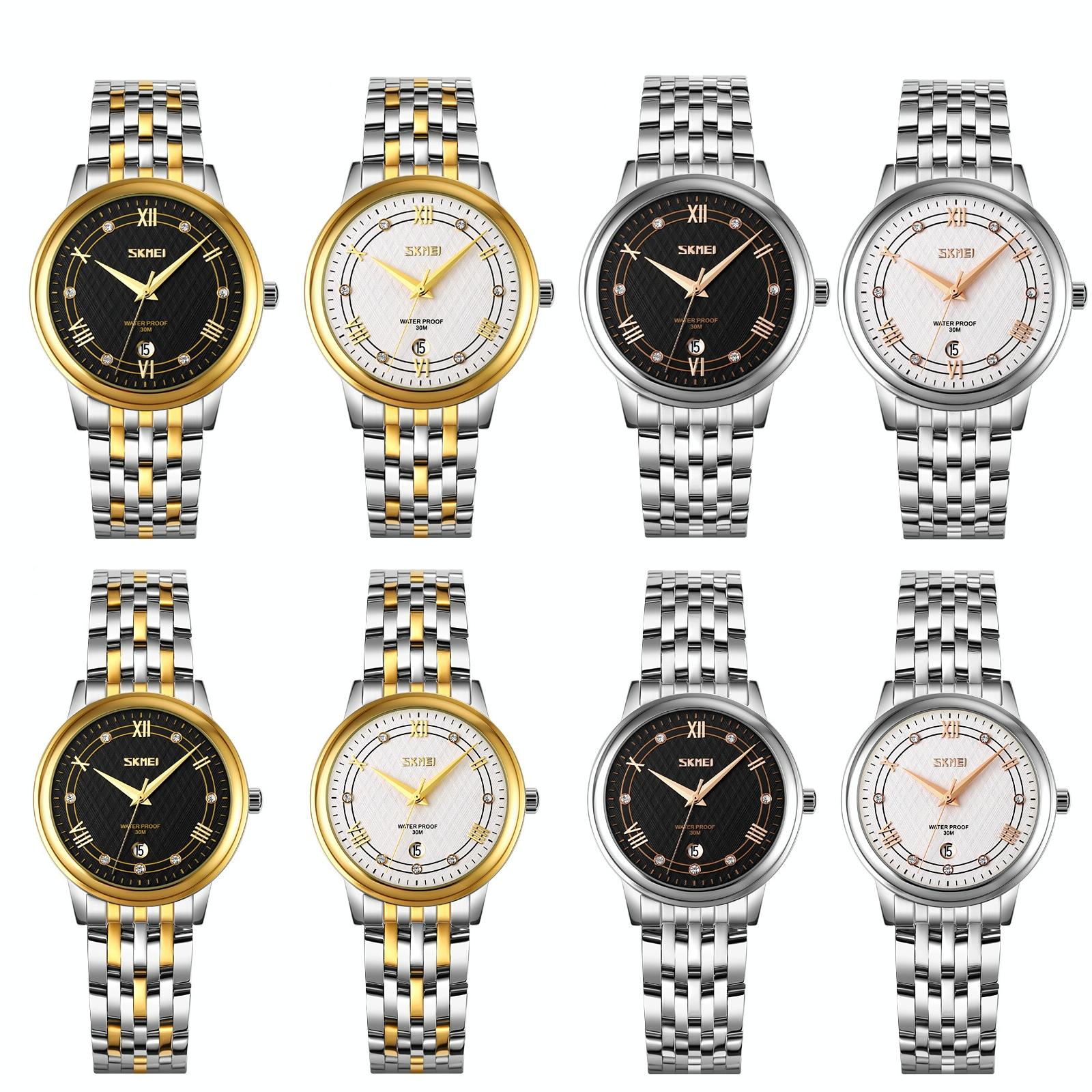 Waterproof Quartz Watch with Stainless Steel Buckle for Men - Silver Shell Black Surface 3