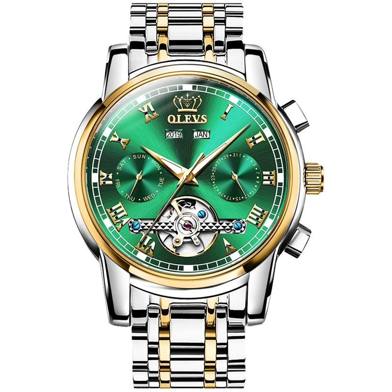 Waterproof Automatic Mechanical Watch for Men with Multi-function Flywheel - Silver Gold Blue 3