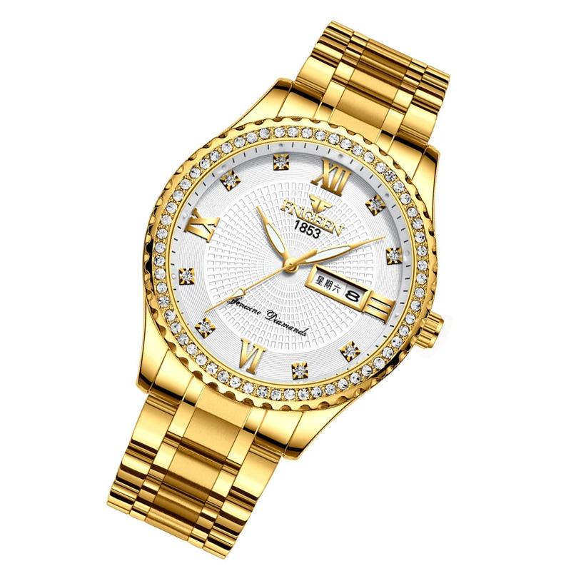 Men Luminous Quartz Watch - Full Gold with White Face
