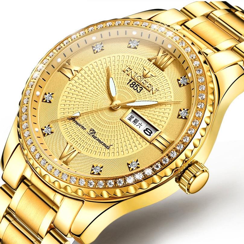 Men Luminous Quartz Watch - Full Gold with White Face