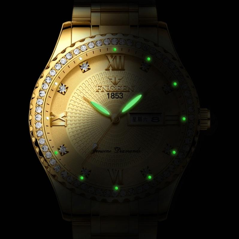 Men Luminous Quartz Watch - Full Gold with White Face 3