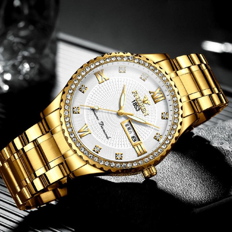 Men Luminous Quartz Watch - Full Gold with White Face 4