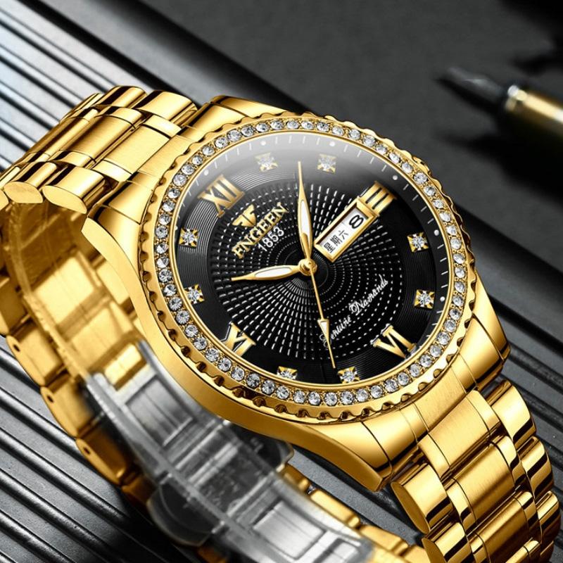 Men Luminous Quartz Watch - Full Gold with White Face 5