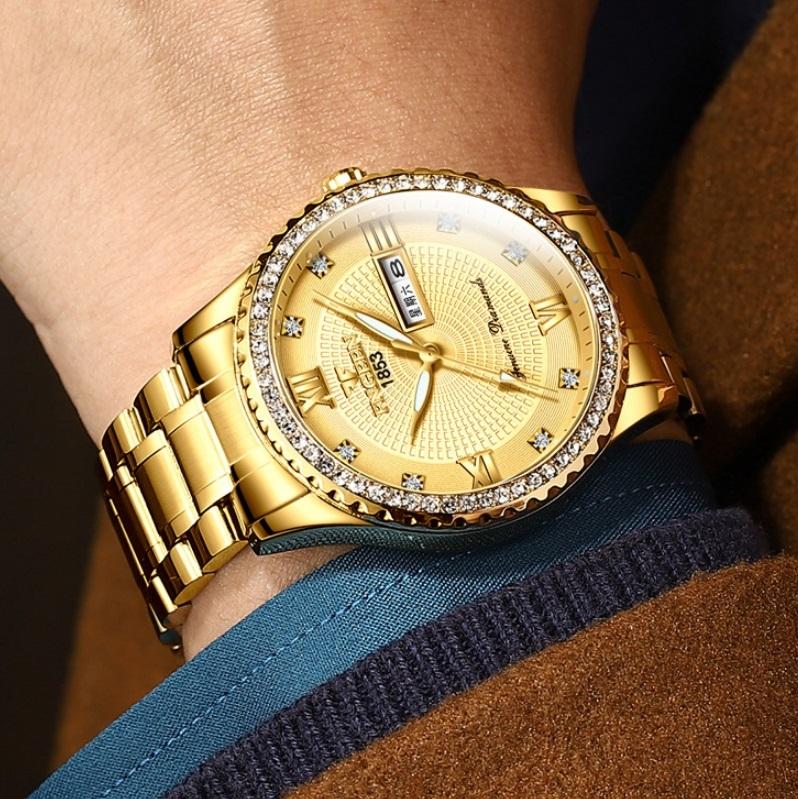 Men Luminous Quartz Watch - Full Gold with White Face 6