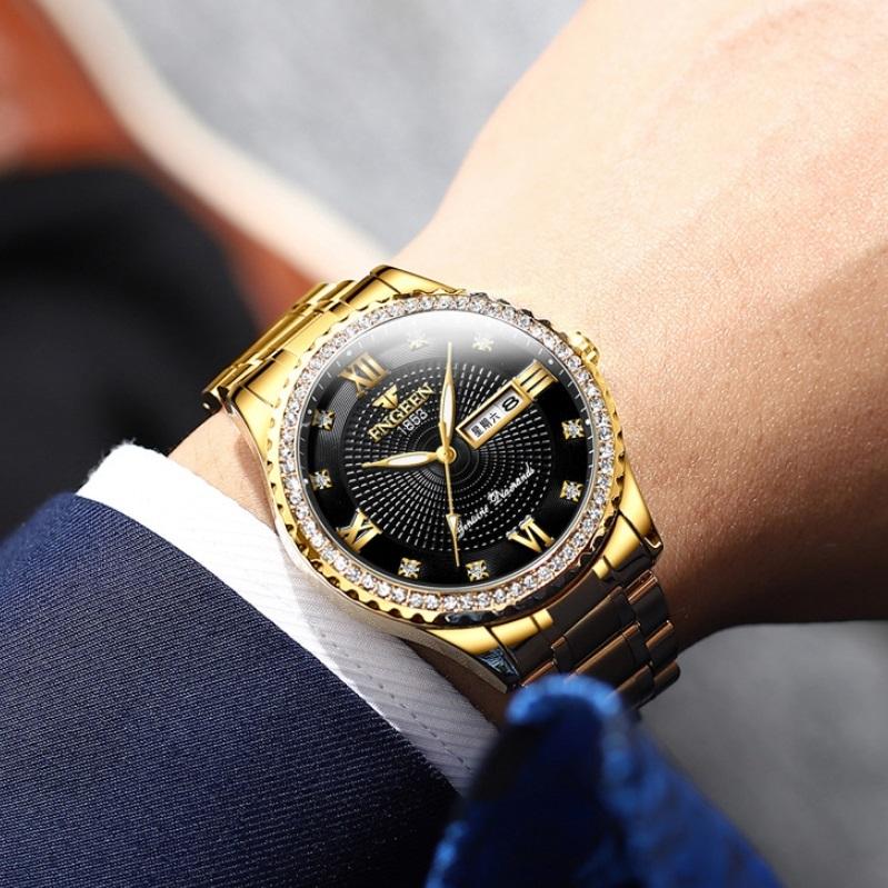 Men Luminous Quartz Watch - Full Gold with White Face 7