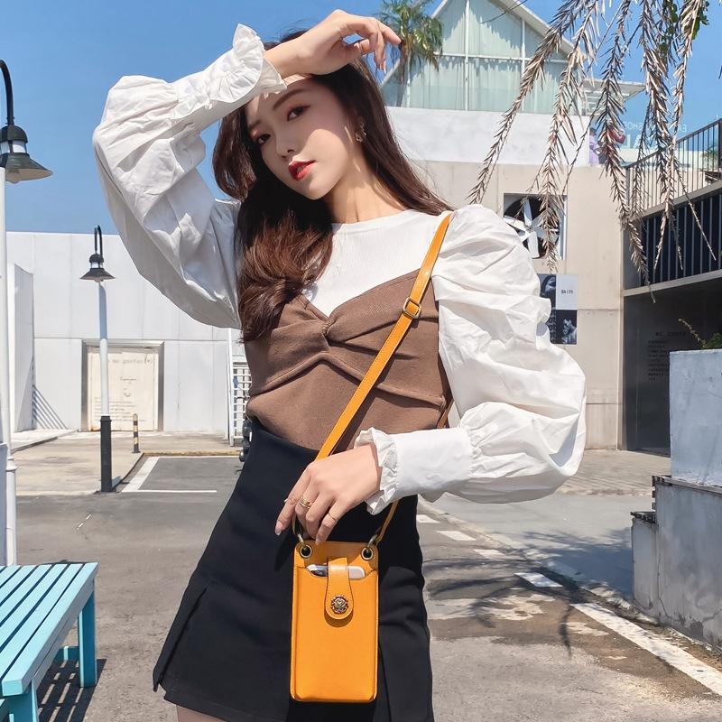 Mini Leather Crossbody For Women Fits Mobile Phones - Yellow 8