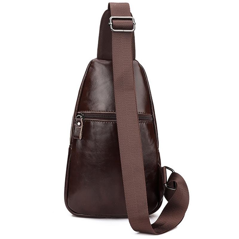 Leather Men Shoulder Bag Compact & Stylish - Dark Brown 4