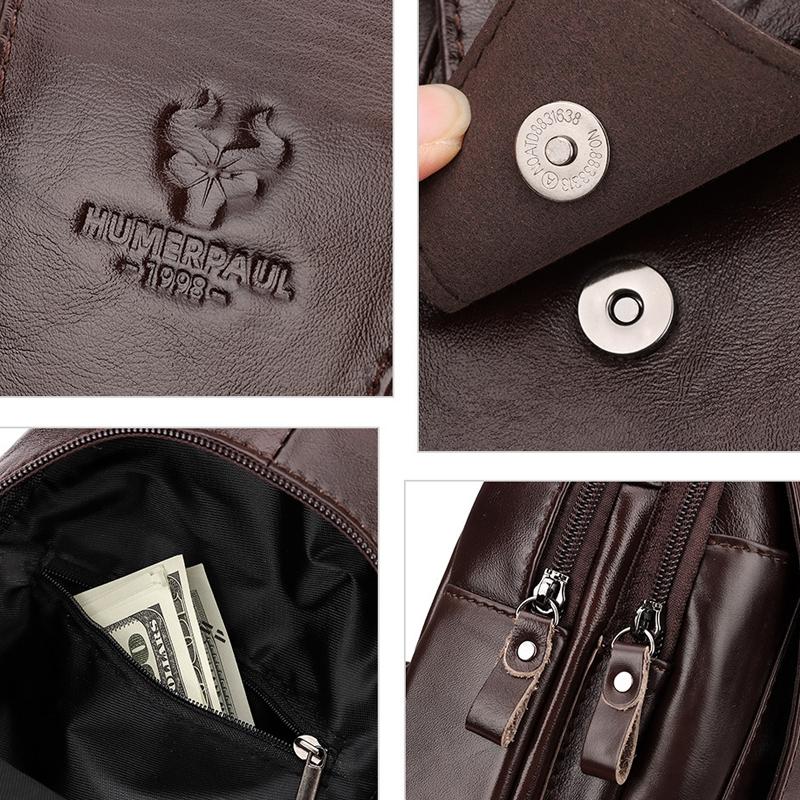 Leather Men Shoulder Bag Compact & Stylish - Dark Brown 6