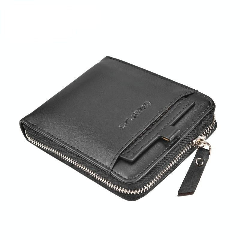 Men Retro Rfid Zip Wallet - Zipper Closure - Grey