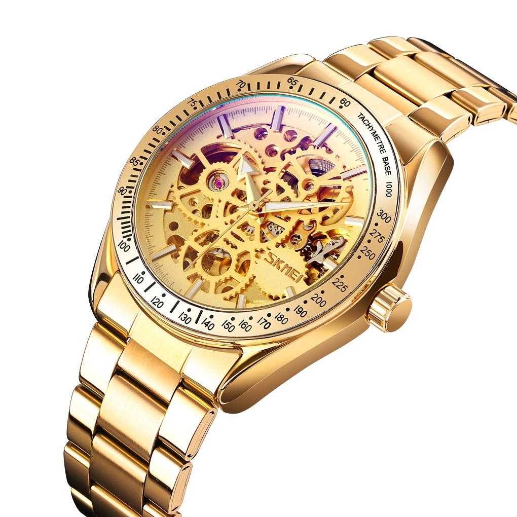 Men Automatic Mechanical Watch with Gear Dial - Rose Gold 14