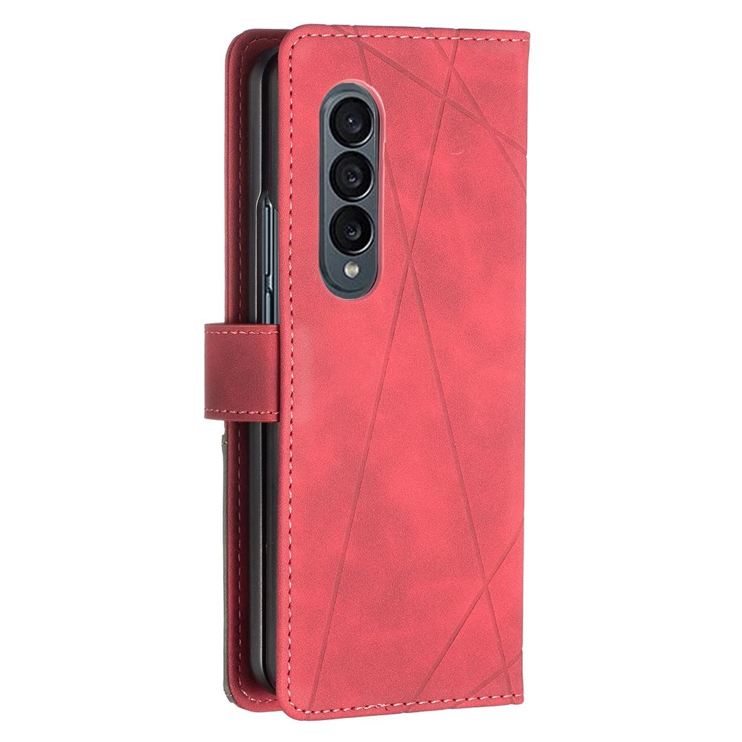 For Samsung Galaxy Z Fold4 5G Magnetic Rhombus Texture Case - Brown 4