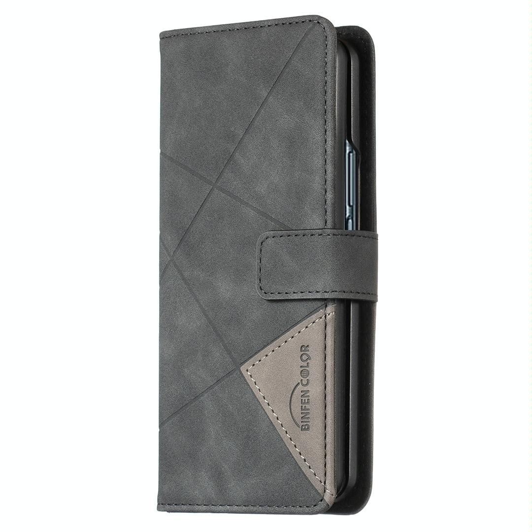 For Samsung Galaxy Z Fold4 5G Magnetic Rhombus Texture Case - Brown 9