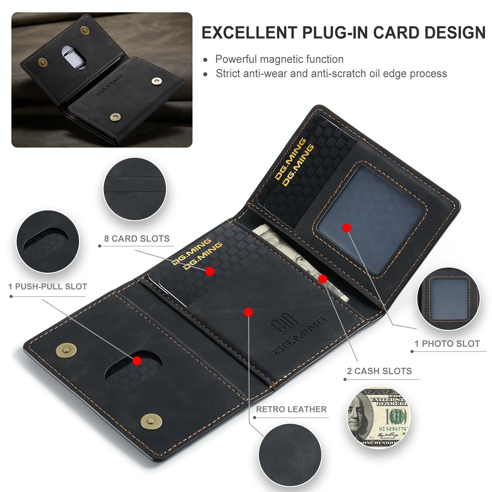 3 Fold Card Bag For Dg.Ming M2 Series Compact & Stylish - Coffee 14