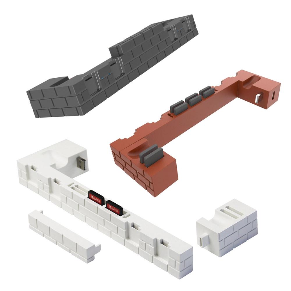 Oled Power Bracket with Game Card Storage - Compact Design - Brown 3