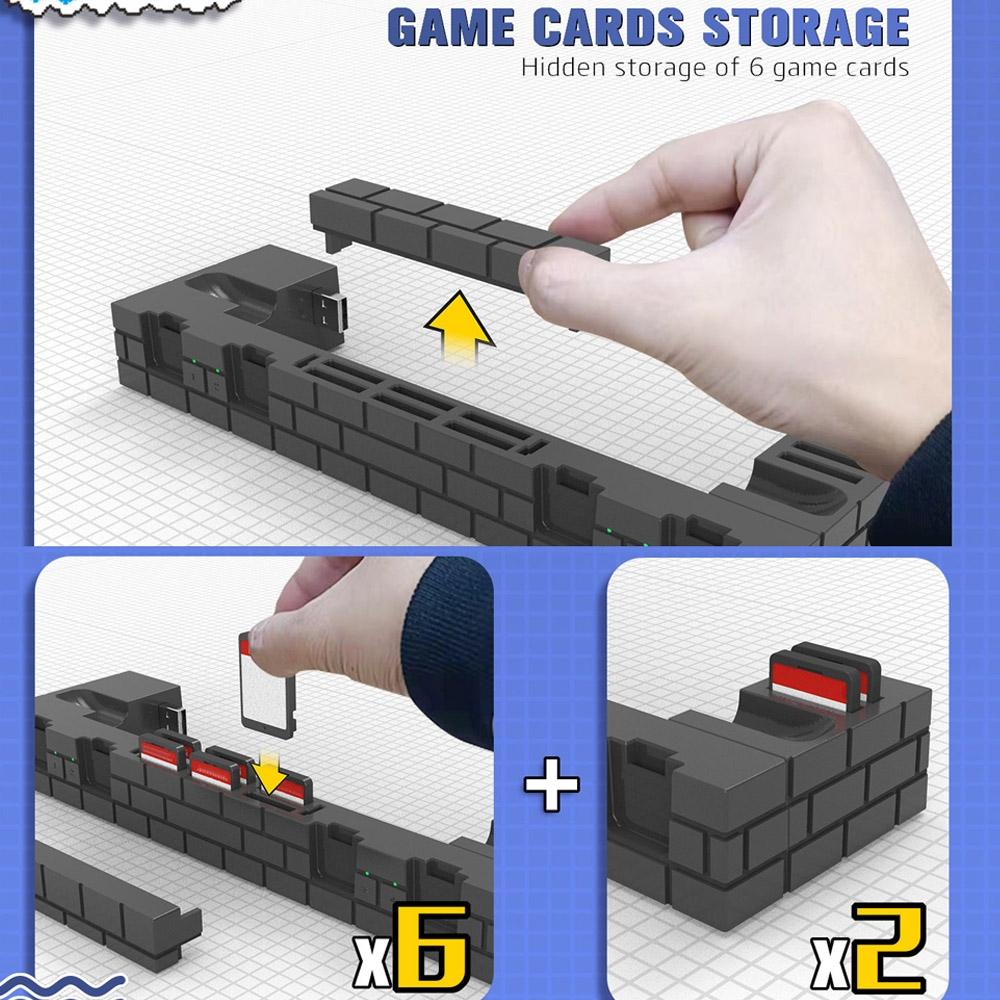 Oled Power Bracket with Game Card Storage - Compact Design - Brown 6