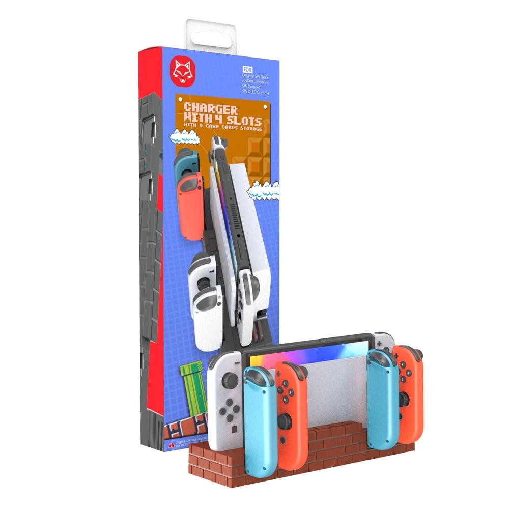 Oled Power Bracket with Game Card Storage - Compact Design - Brown 8