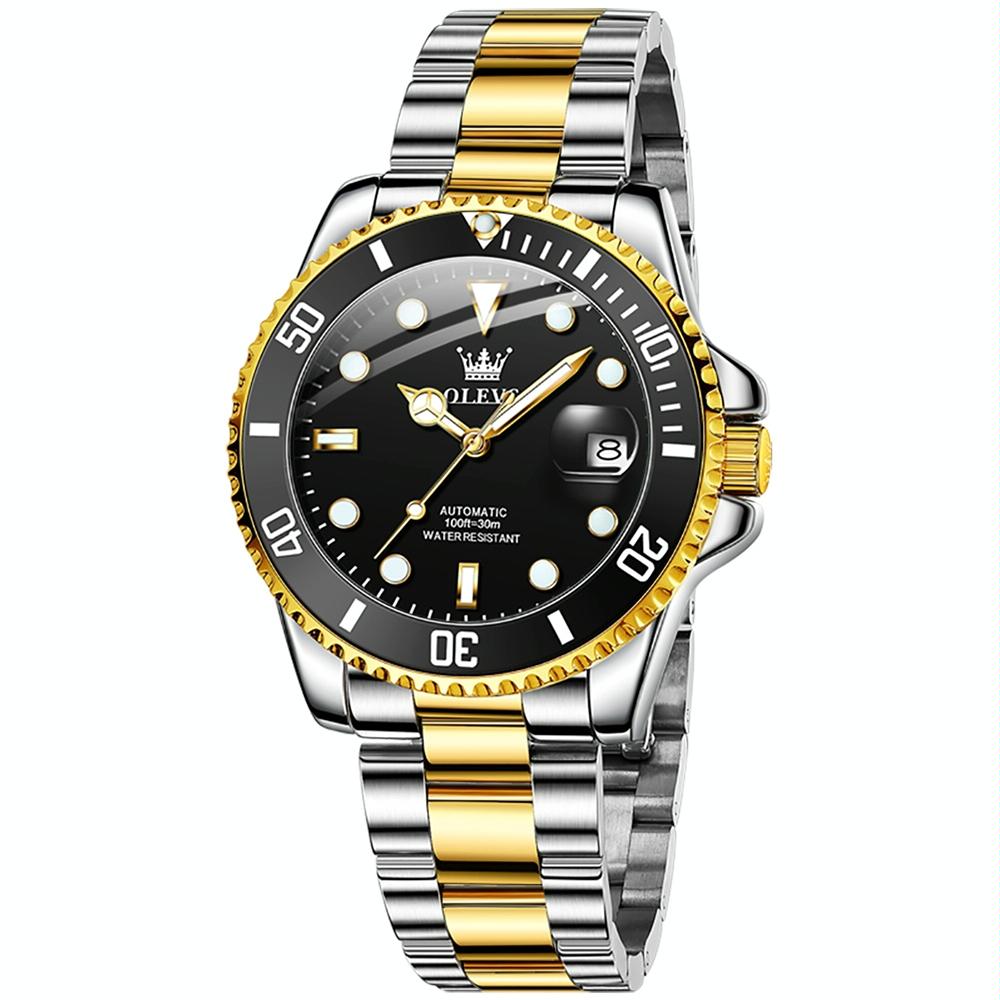 Waterproof Mechanical Watch for Men with Luminous Dial - Blue + Gold 3