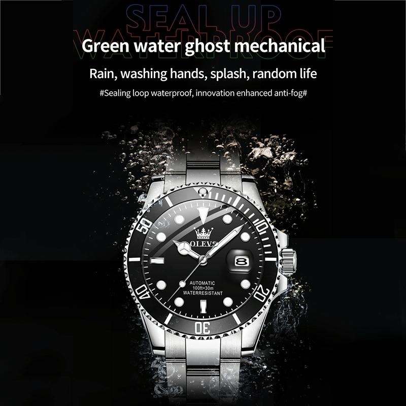 Waterproof Mechanical Watch for Men with Luminous Dial - Blue + Gold 7