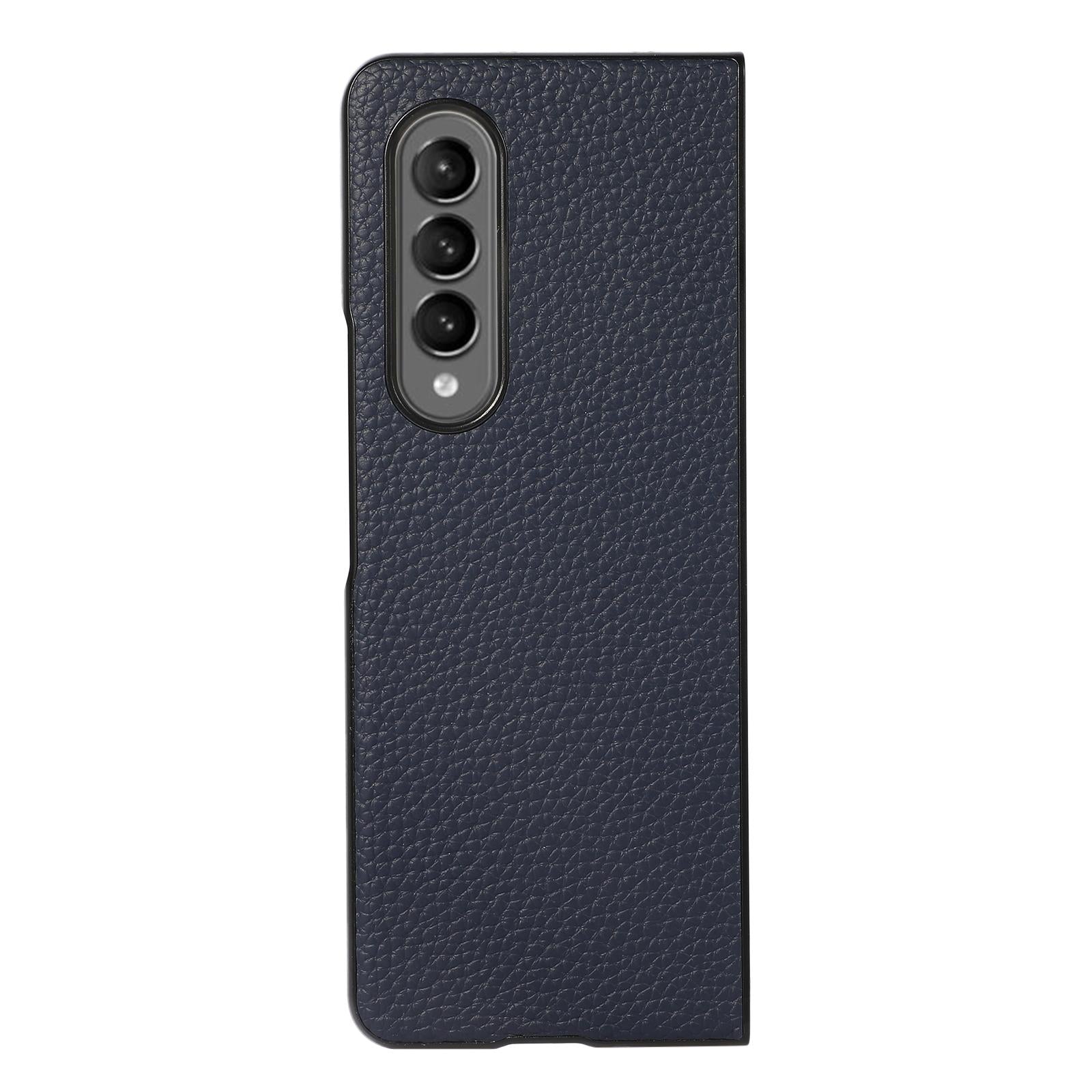 For Samsung Galaxy Z Fold4 5G Litchi Texture Case - Two Tone - Blue 13