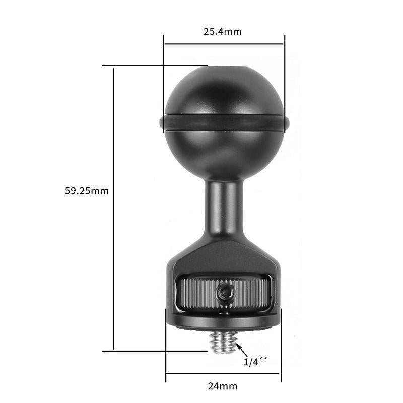 Universal 2.5cm Ball Head Clip for Action and Underwater Cameras - Titanium 4