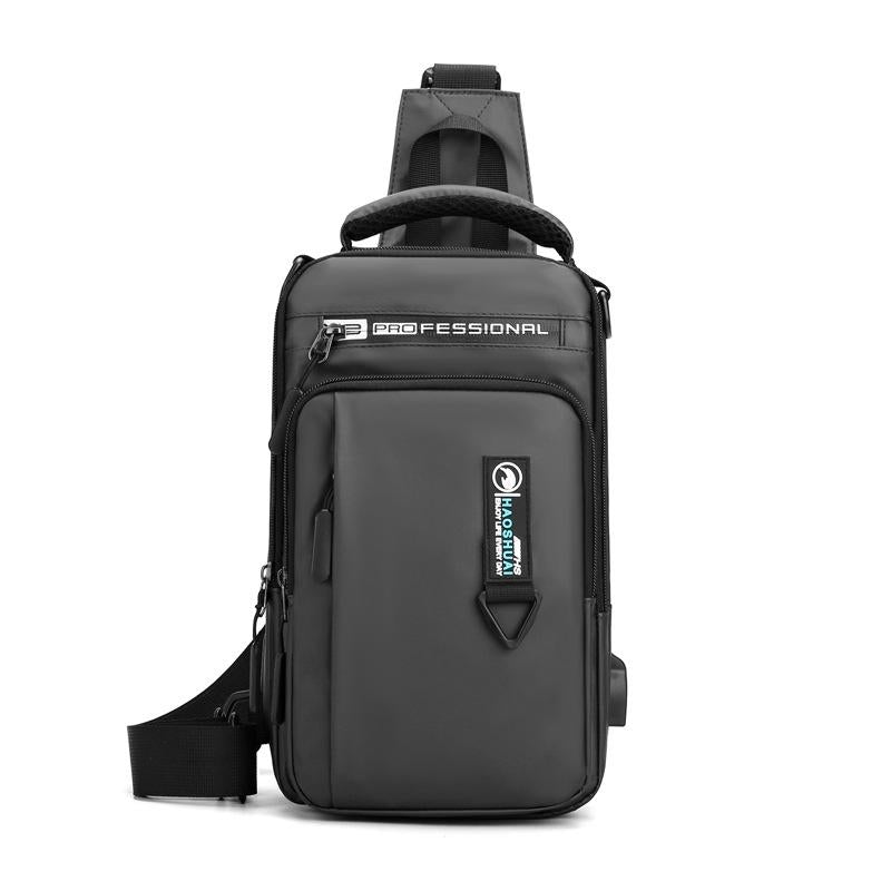 Men Usb Chest Bag Casual Shoulder Bag With Charging Port - Black 9