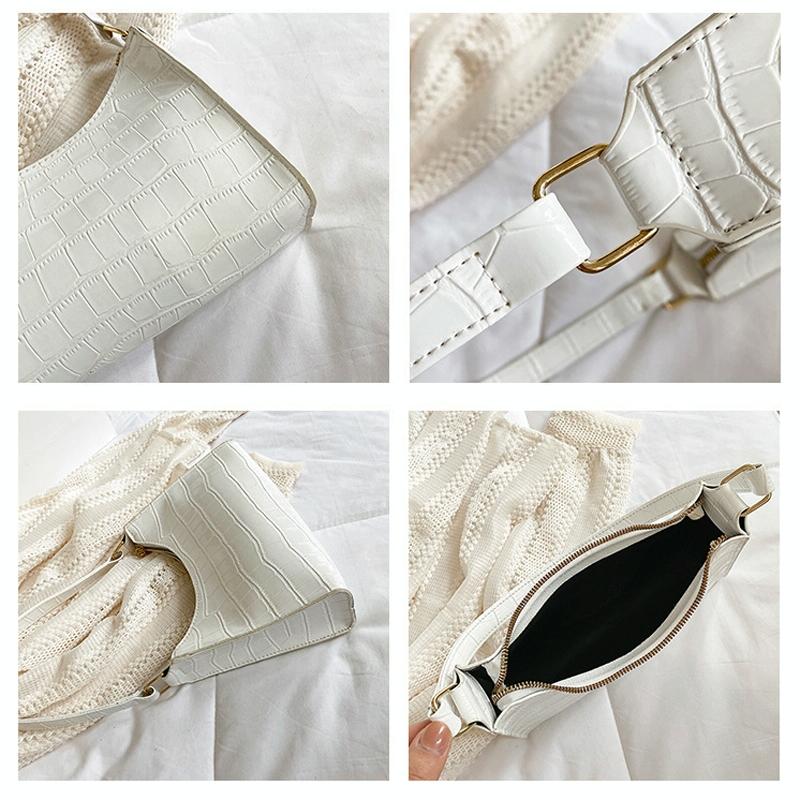 Small Square Stone Pattern Shoulder Bag for Women - Green 5