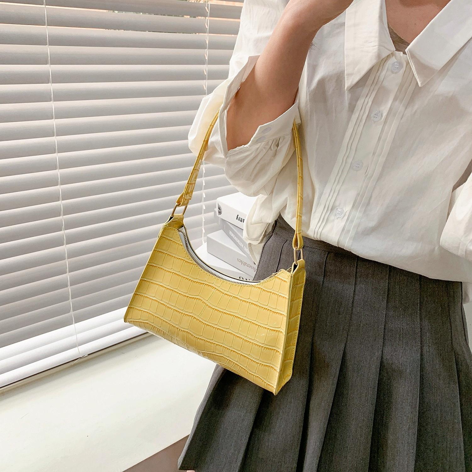 Small Square Stone Pattern Shoulder Bag for Women - Green 6