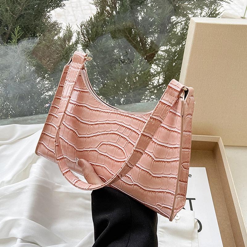 Small Square Stone Pattern Shoulder Bag for Women - Green 11