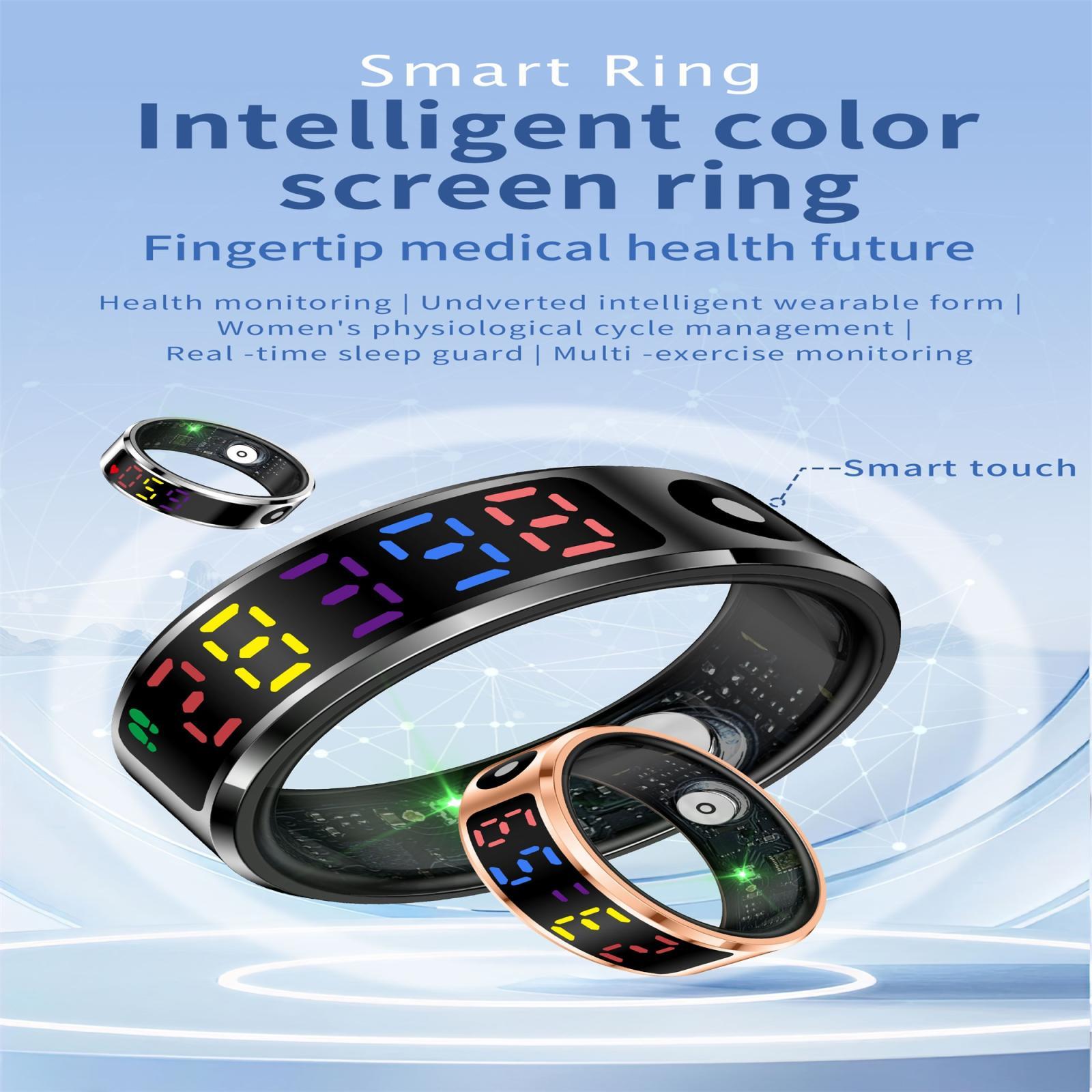 Smart Ring Heart Rate Blood Oxygen Sleep Sports Size 10 - Silver 5