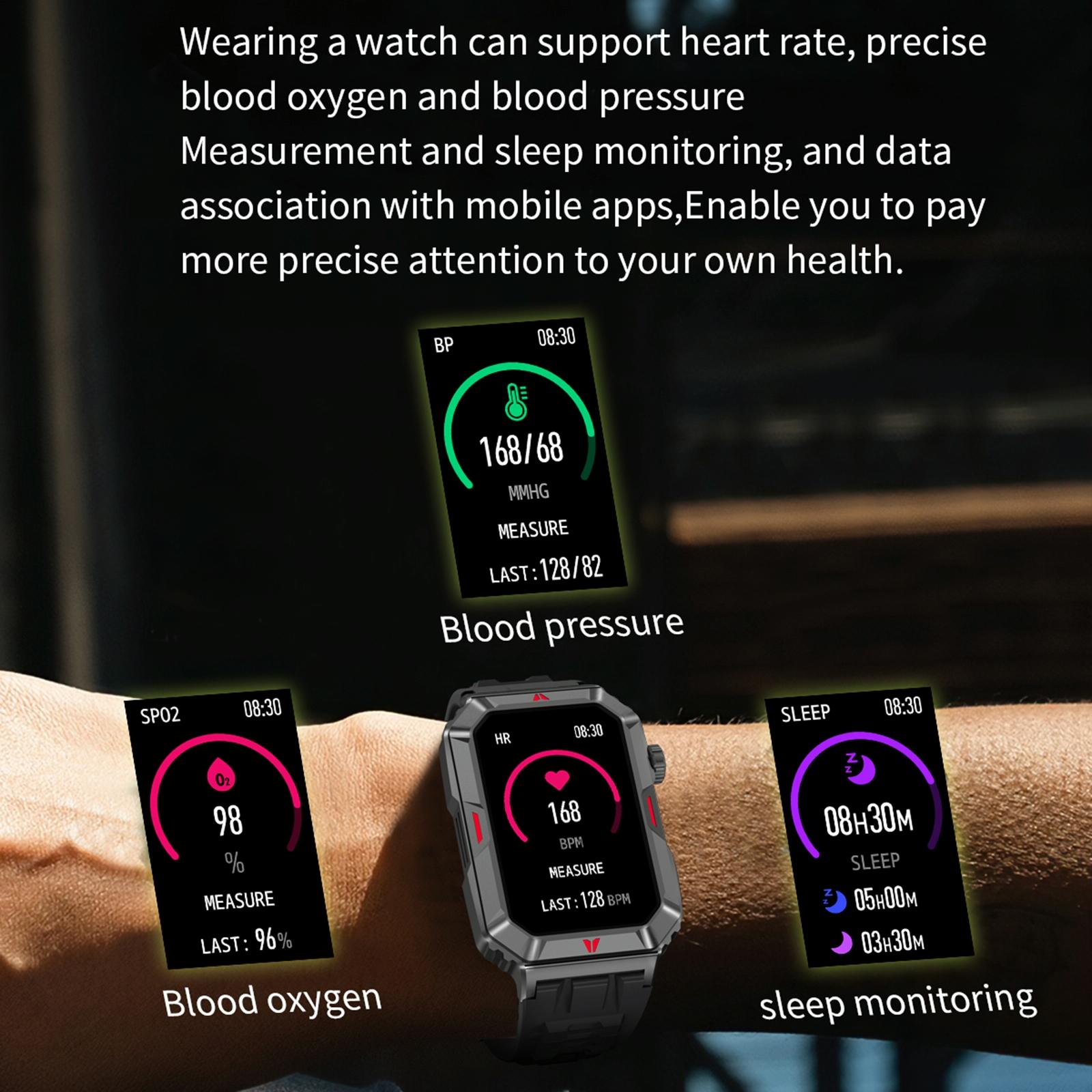 Smart Bracelet With Sleep Detection And Silicone Strap - Bt5.2 - Camo Silver 6