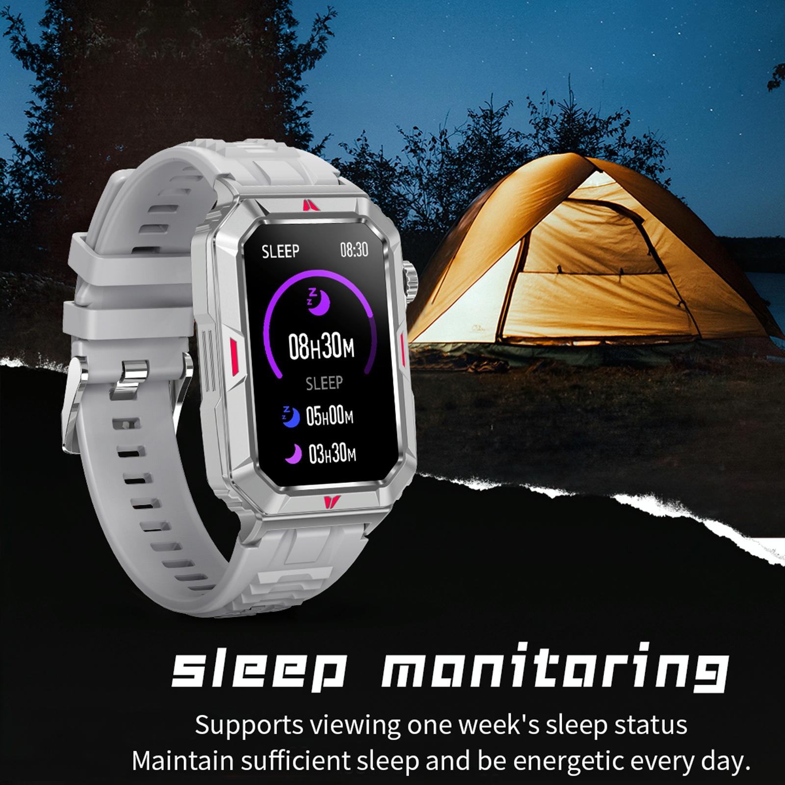 Smart Bracelet With Sleep Detection And Silicone Strap - Bt5.2 - Camo Silver 9