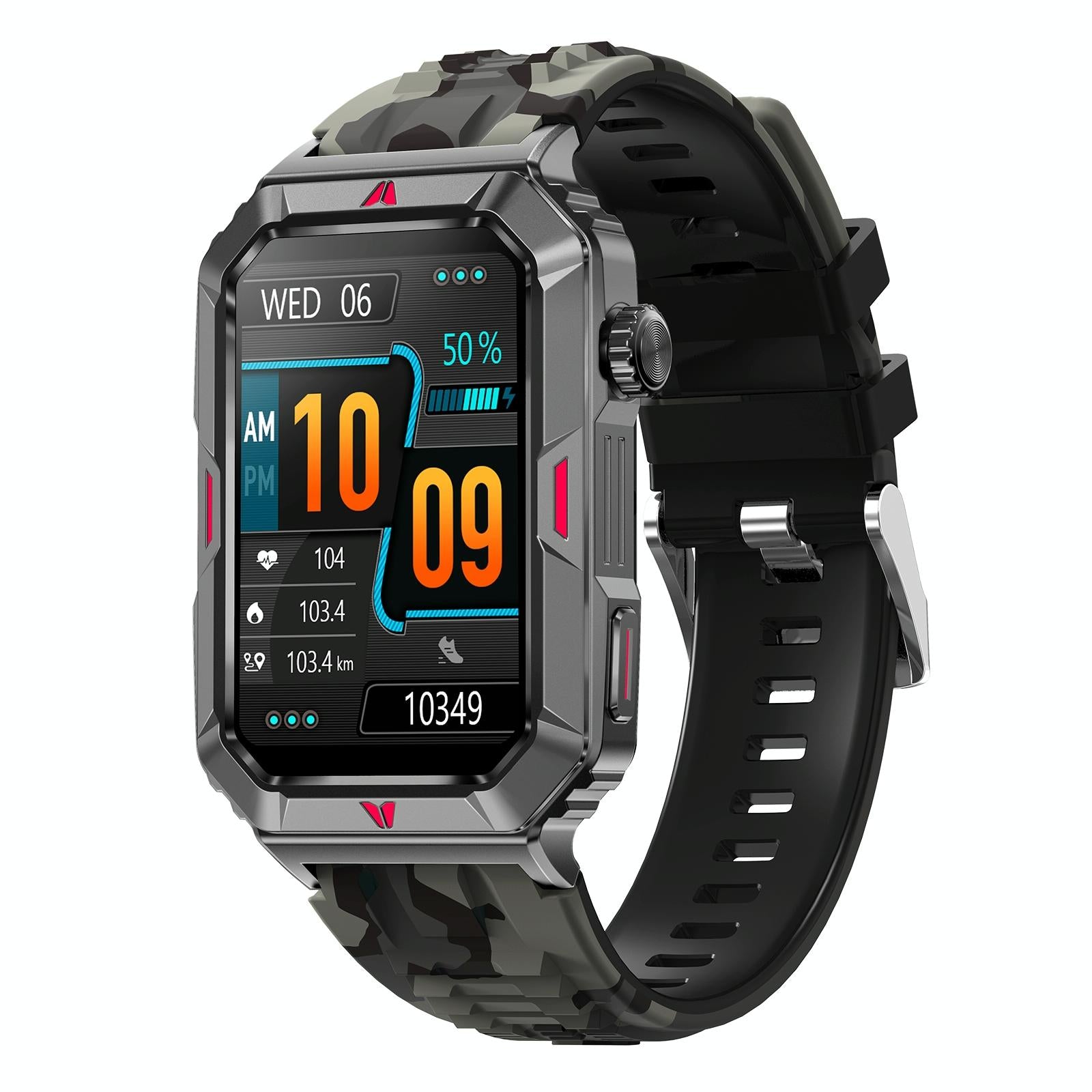 Smart Bracelet With Sleep Detection And Silicone Strap - Bt5.2 - Camo Silver 15