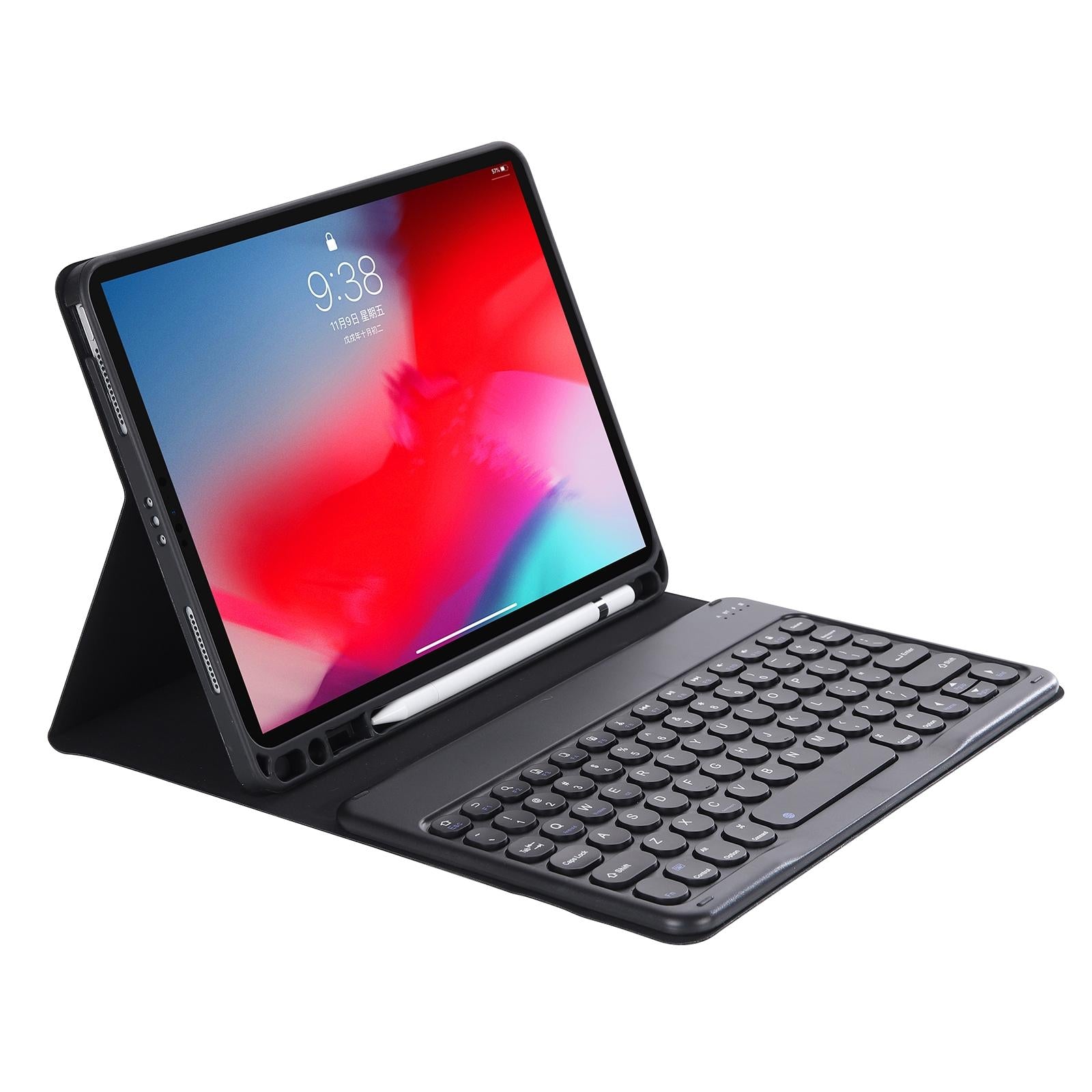 Detachable Bluetooth Keyboard Leather Case For Ipad Air 4 / 5 - Candy Colour Skin Texture - 10.9 Inch - Dark Green 11