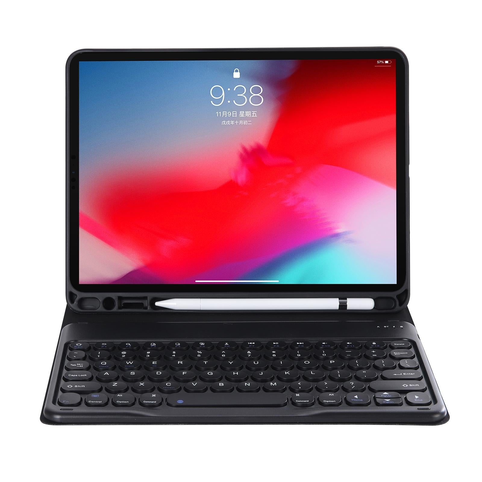 Detachable Bluetooth Keyboard Leather Case For Ipad Air 4 / 5 - Candy Colour Skin Texture - 10.9 Inch - Dark Green 12